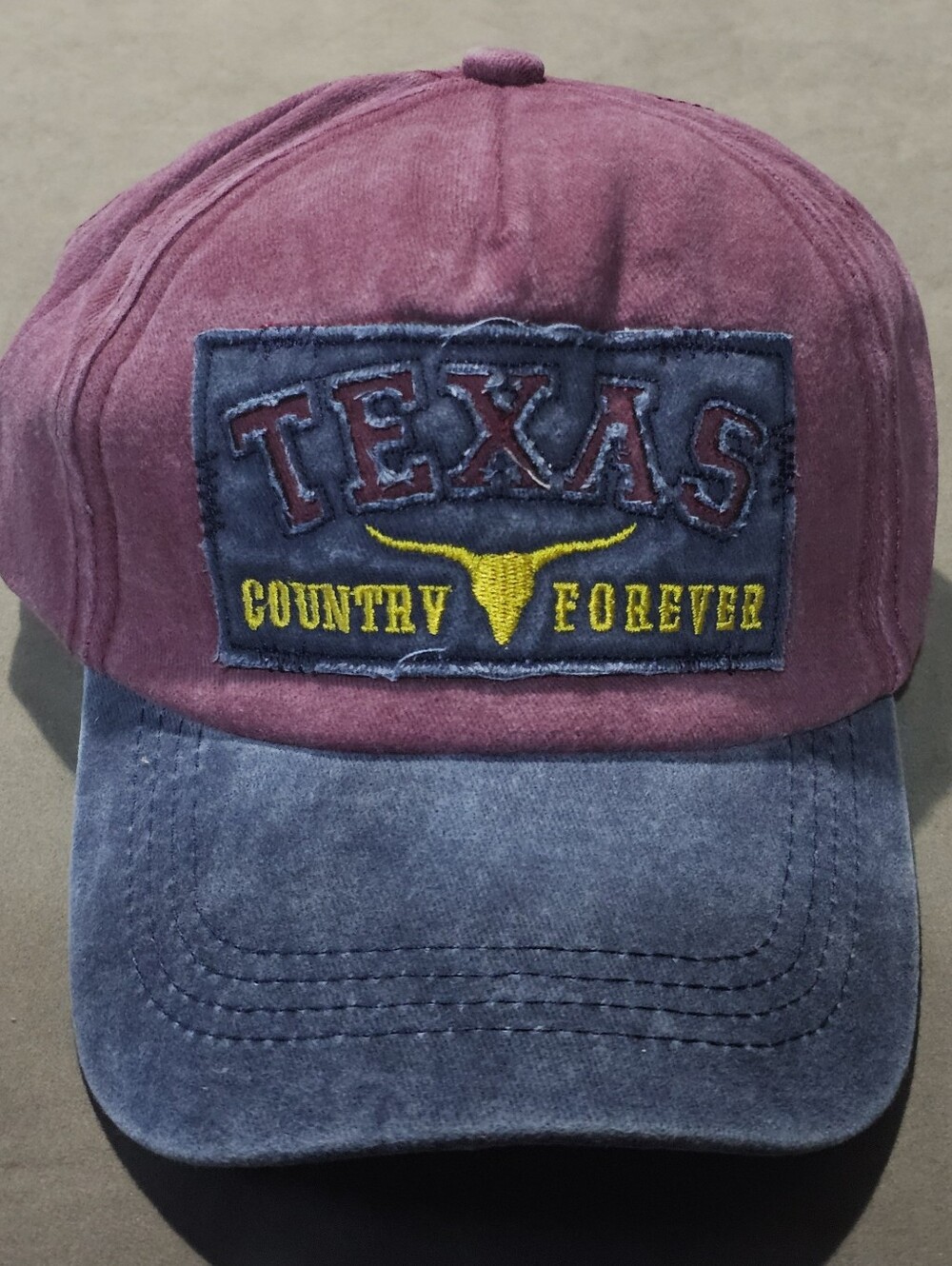 Vintage Hat Texas Country Forever Two-Tone Maroon & Blue Baseball Cap